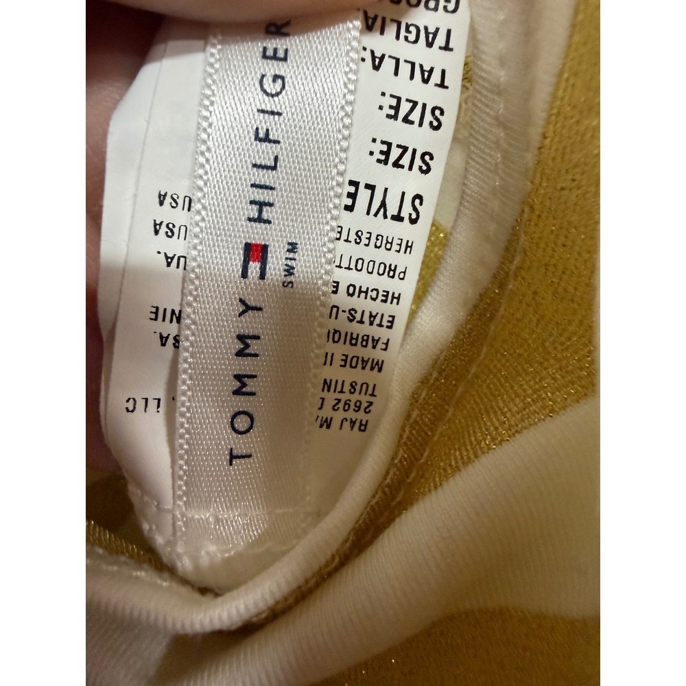 Tommy Hilfiger Gold Glitter Stripe Tank Mini Dress Size Small Summer Beach - Picture 6 of 8